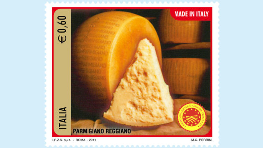 Il Parmigiano-Reggiano in un nuovo francobollo di Poste Italiane